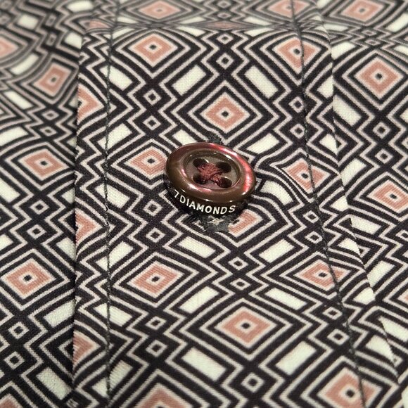 7 Diamonds Mens 4 Way Stretch Short Sleeve Button Up Shirt XL Diamond Design - Picture 6 of 10